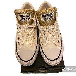 White Converse Low Top with Gold Glitter *BRAND NEW WITH BOX*